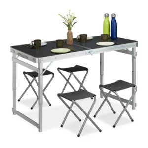 JUEGO DE MESA PLEGABLE PARA ACAMPAR NEGRO